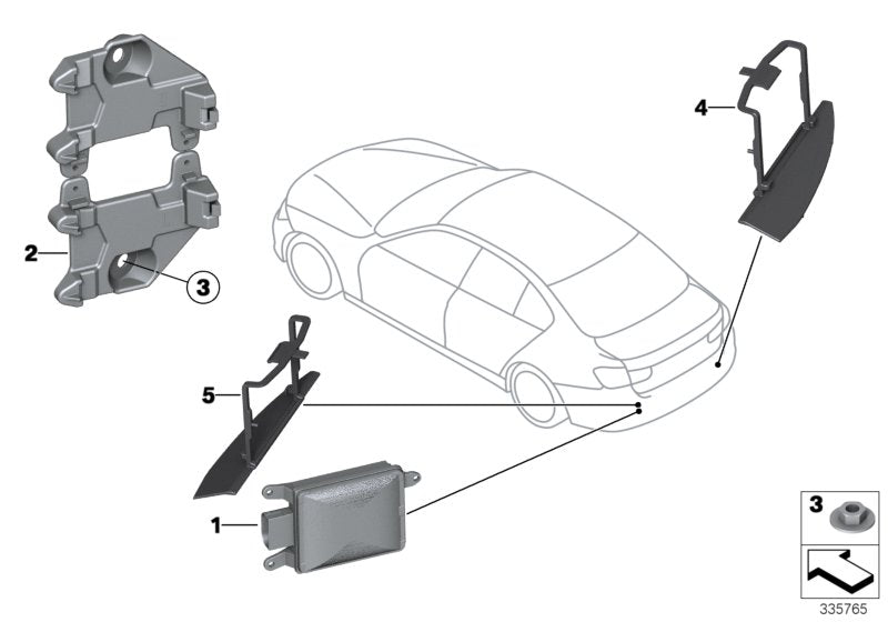 Genuine BMW 66326885935 Sensor, Lane Change Warning, Master, Ri (Inc. 318dX, 328i & 320i) | ML Performance EU EU Car Parts