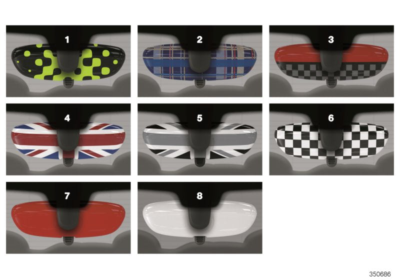 Genuine BMW 51162353709 Inside Rearview Mirror Cap UNION JACK (Inc. Cooper S ALL4, Cooper S & JCW) | ML Performance EU EU Car Parts