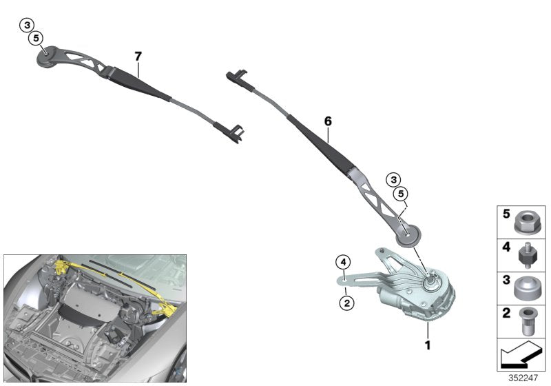 Genuine BMW 61617310791 I15 I12 Wiper Motor Left (Inc. i8) | ML Performance EU EU Car Parts
