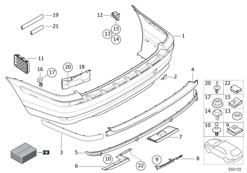 Genuine BMW 51127012771 E46 Bumper Trim Panel, Primed, Rear (Inc. 325i, 330i & 323i) | ML Performance EU EU Car Parts