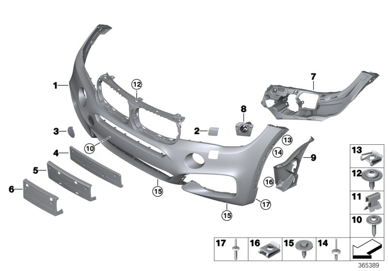 Genuine BMW 51118065885 F16 TriCover, Bumper, Primed, Front M/US/PDC (Inc. X6) | ML Performance EU EU Car Parts