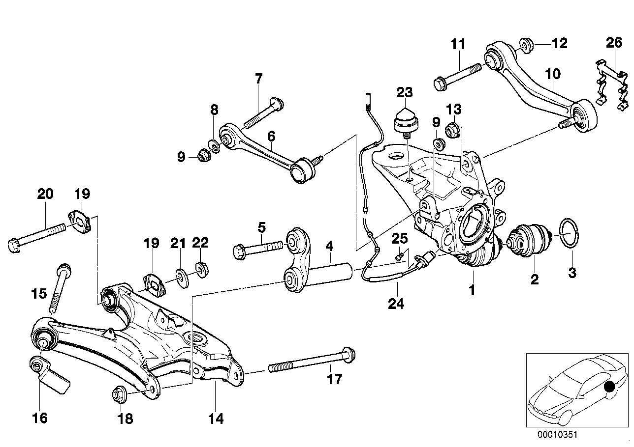 Genuine BMW 33326757320 E39 Wheel Carrier, Rear Right (Inc. 525i, 523i & 530d) | ML Performance EU EU Car Parts