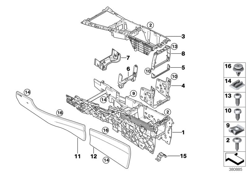 Genuine BMW 51166980080 E71 E72 E70 Brace F. Mount, Center Console, Rear (Inc. X5) | ML Performance EU EU Car Parts
