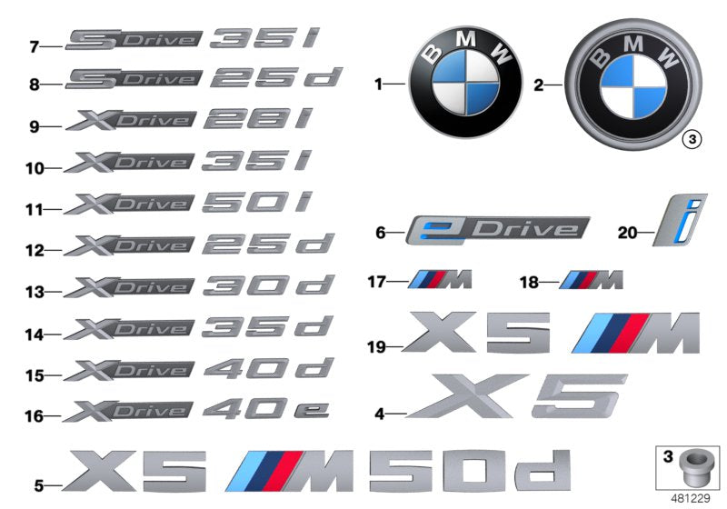Genuine BMW 51147368425 F15 Label X DRIVE 35D (Inc. X5) | ML Performance EU EU Car Parts