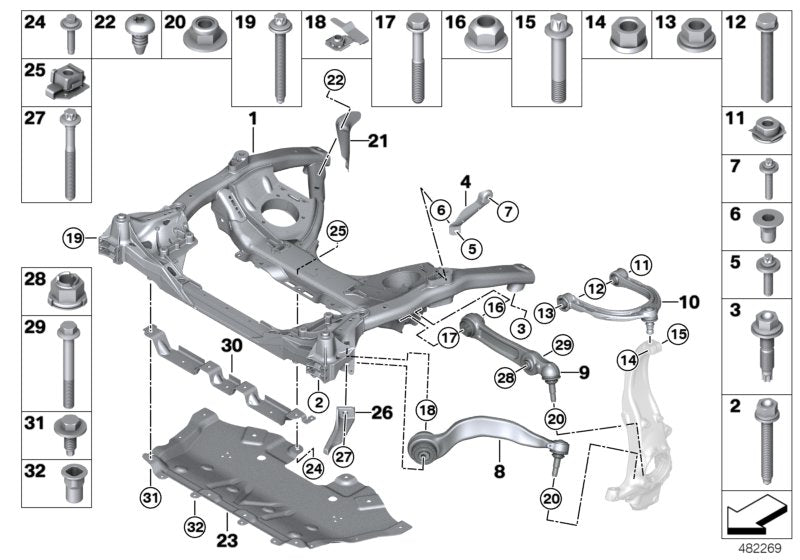 Genuine BMW 31106861170 G32 G11 Wishbone, Bottom,With Rubber Mount Right (Inc. 730Ld, 750Li & 745e) | ML Performance EU EU Car Parts
