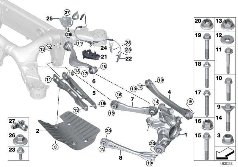 Genuine BMW 33306878017 G07 G05 G06 Guiding Suspens. Link W Rubber Mount Lft (Inc. X5 & X6 30dX) | ML Performance EU EU Car Parts