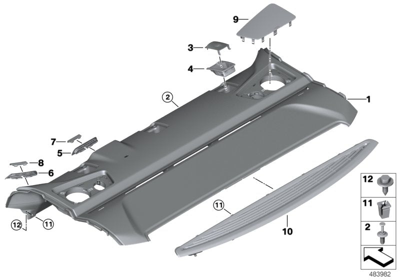 Genuine BMW 51468065041 F90 G30 Rear Window Shelf ANTHRAZIT (Inc. 530eX, 540i & 530dX) | ML Performance EU EU Car Parts