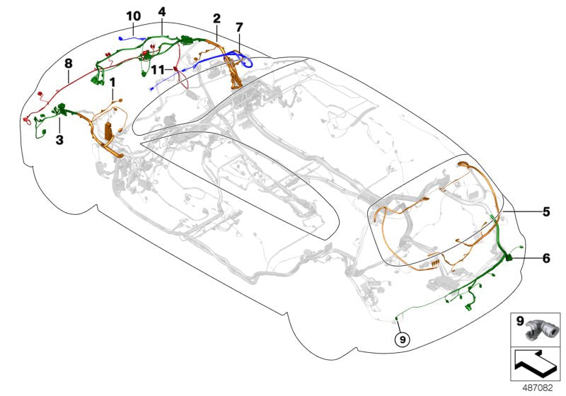 Genuine BMW 61119180538 E88 E87 E92 Rep. Wiring Harness, Strut Sector, Left (Inc. 320d, 320xd & 120d) | ML Performance EU EU Car Parts