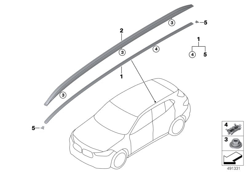 Genuine BMW 51137429617 F39 Roof Molding Left SCHWARZ (Inc. X2) | ML Performance EU EU Car Parts