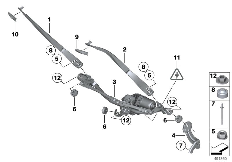 Genuine BMW 61617182459 RR6 Wiper Arm, Driver's Side (Inc. 520d ed, Hybrid 5 & Alpina B7L) | ML Performance EU EU Car Parts