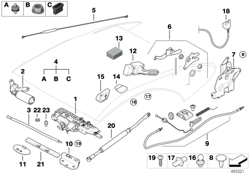 Genuine BMW 54347152559 E64 Fastening Kit, Lock F Folding Top Flap (Inc. 645Ci, 650i & 635d) | ML Performance EU EU Car Parts