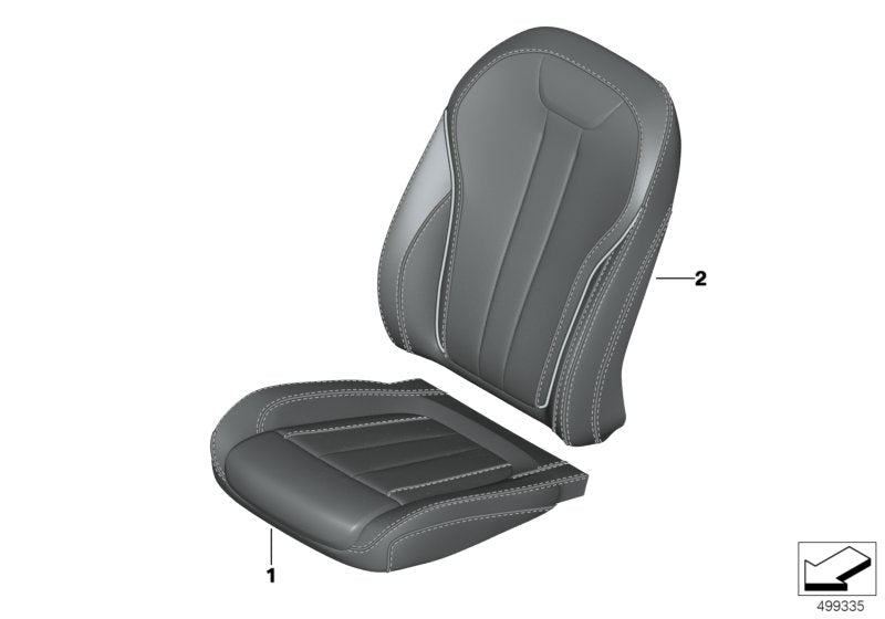 Genuine BMW 52108493583 G07 G05 G06 Cover, Comfort Backrest, Perf. Lthr, Le WEISS/BLAU (Inc. X7 50iX, X5 45eX & X6 30dX) | ML Performance EU EU Car Parts
