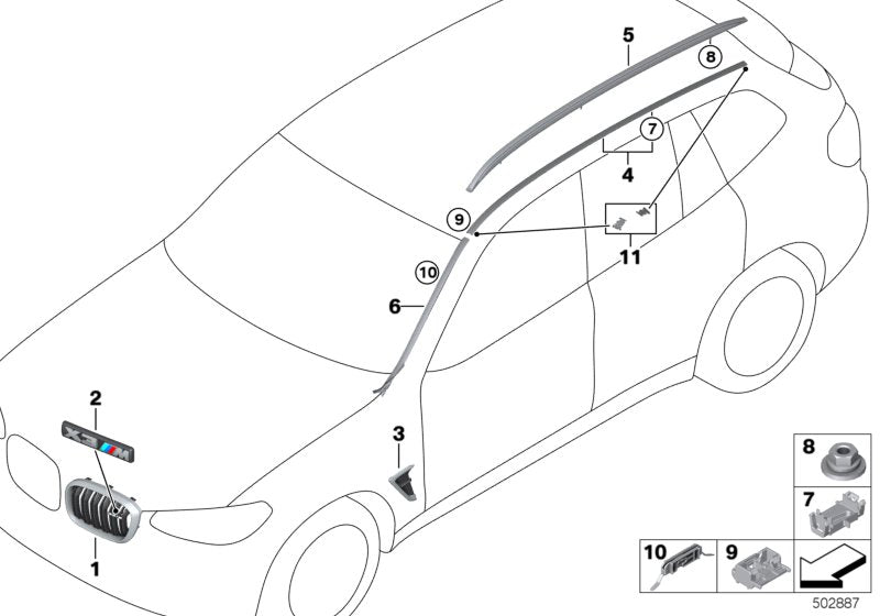 Genuine BMW 51137469803 G05 G06 Clip For Roof Trim Strip (Inc. X5 45eX & X6) | ML Performance EU EU Car Parts