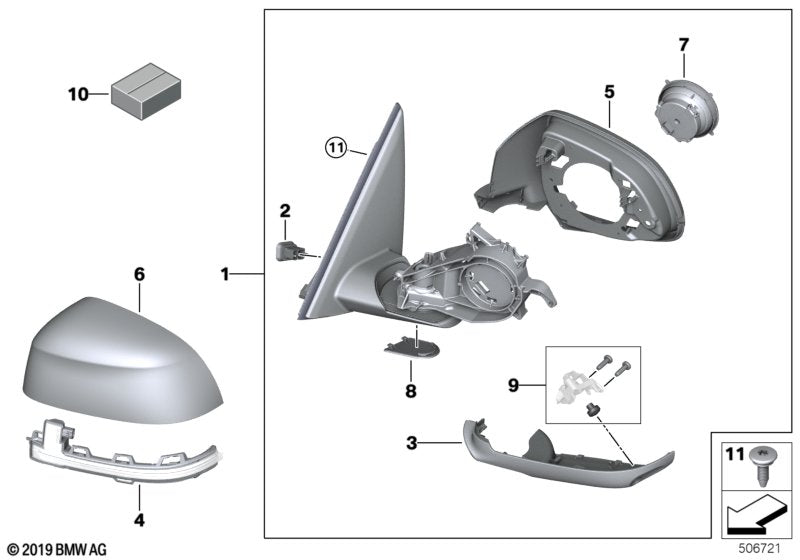 Genuine BMW 51169463328 G06 Outside Mirror W/Out Glass Heated Right SHADOW-LINE (Inc. X6) | ML Performance EU EU Car Parts