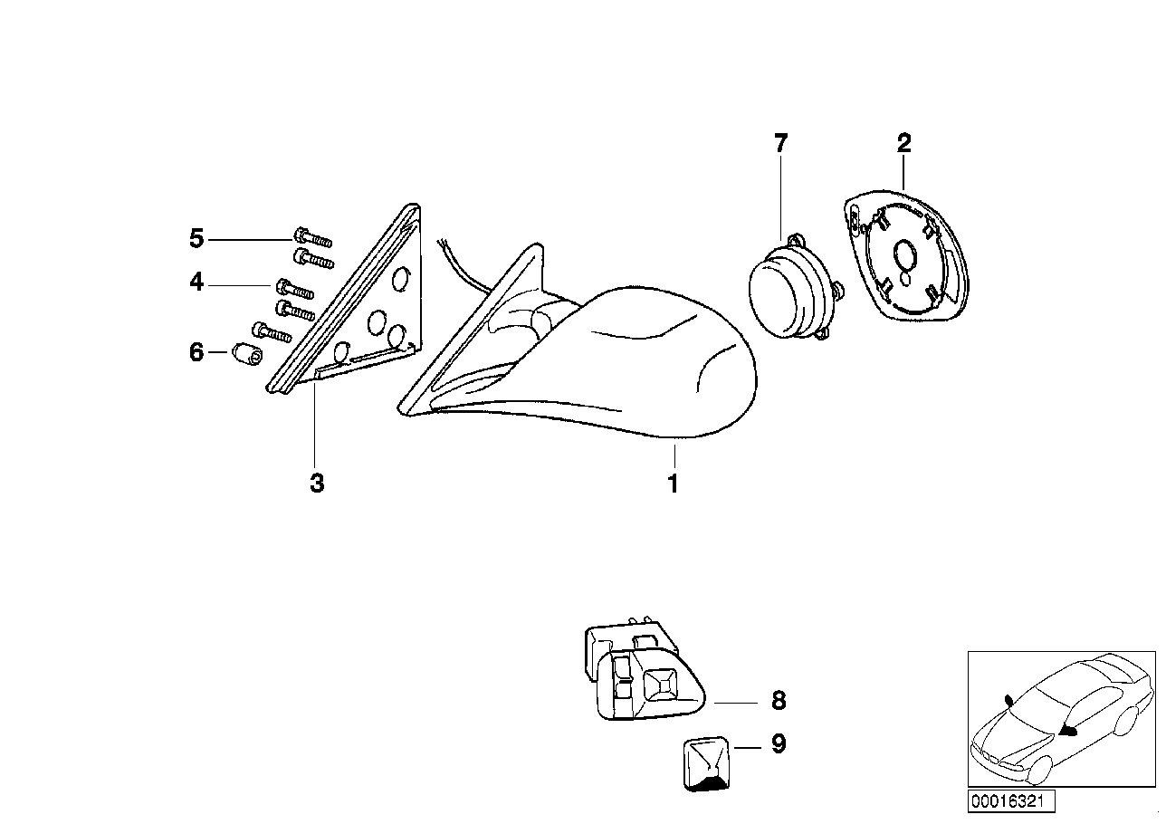 Genuine BMW 61311383467 E36 E31 Mirror Switch With Change-Over Switch (Inc. 328i, 320i & 323i) | ML Performance EU EU Car Parts