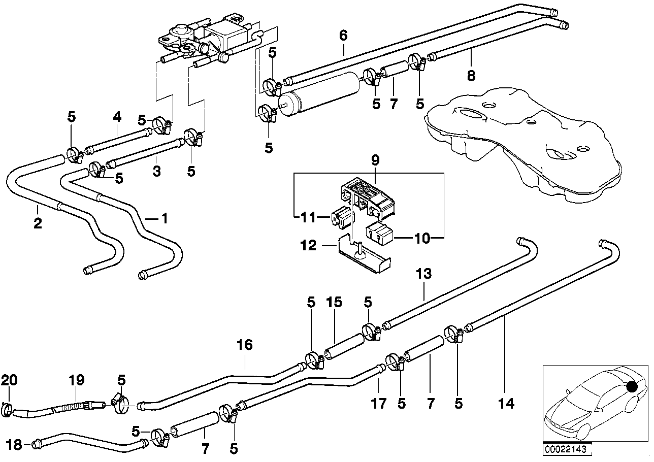 Genuine BMW 16121183205 E38 Rear Fuel Return Line (Inc. 740iL, 750iLP & 750iLS) | ML Performance EU Car Parts