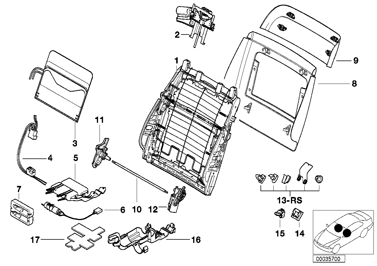 Genuine BMW 67318352263 E39 E38 Actuator F Upper Backrest Adjustment (Inc. 725tds, L7 & 730d) | ML Performance EU EU Car Parts